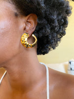 Brass Hammered Crescent Earrings
